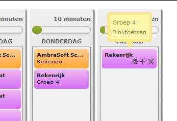 2.3.2 Weekplanning beheren en aanpassen In de weekplanning ziet u een overzicht van de ingeplande LVS-taken (paars) en sessies (oranje).