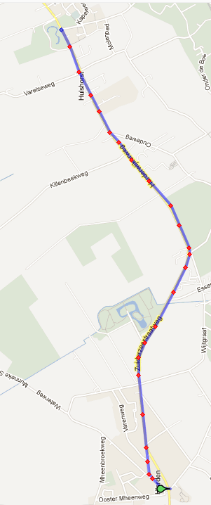 Routebeschrijving Hierden wisselpunt 5 (Nunspeet) 1 e gedeelte totale lengte 8.9 km 5A Hulshorst (centrum) plm. 35.8 km.
