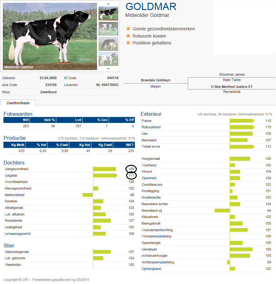 Afbeelding 13 Stierfiche met fokwaarde voor uiergezondheid 5.10 OPVOLGING EN MONITORING De veestapel op onze melkveebedrijven wordt steeds groter.