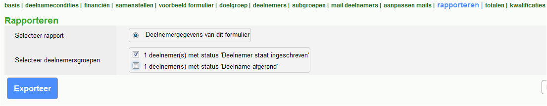 Onzichtbare veld invullen Het onzichtbare veld dat je gemaakt hebt, kan als volgt worden voorzien van tekst. Ga naar het item Deelnemers. Klik op het deelnemer nr voor aan de regel van de deelnemer.