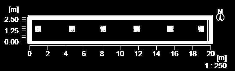 6 armaturen met een spacing van 3.