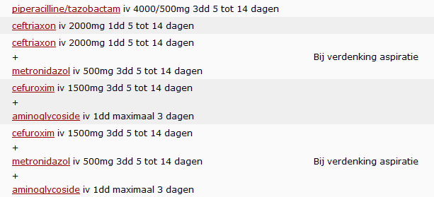 IDSA-richtlijn SWAB: Therapie HAP Vroege en/of laag risico HAP: Ceftriaxon, of Fluoroquinolon, of Ampicilline/sulbactam (vergelijkbaar met augmentin) Ertapenem Late of hoog risico HAP: uitgebreide