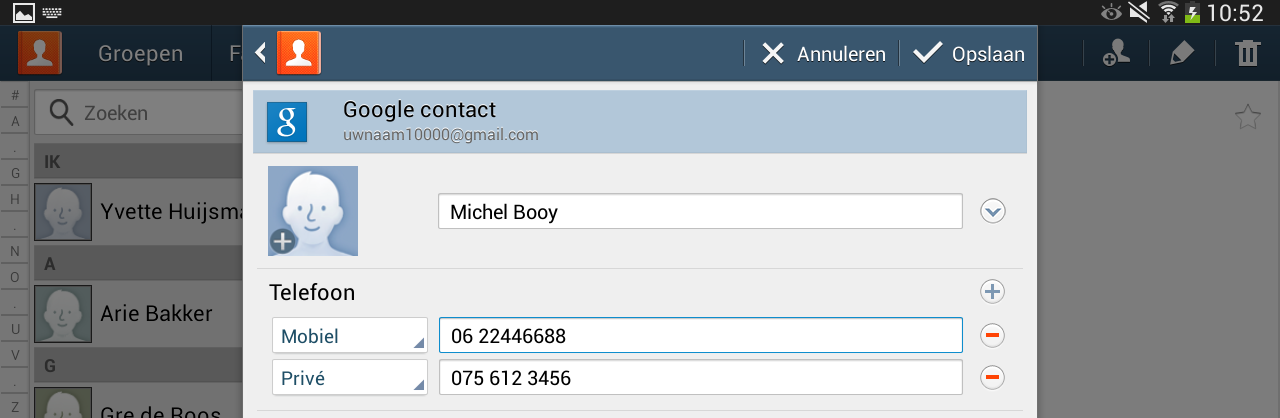 14 Contactpersoon bewerken Als u al uw contactpersonen heeft toegevoegd, wilt u deze soms bewerken. Bijvoorbeeld om een adres te wijzigen of een nieuw telefoonnummer toe te voegen.