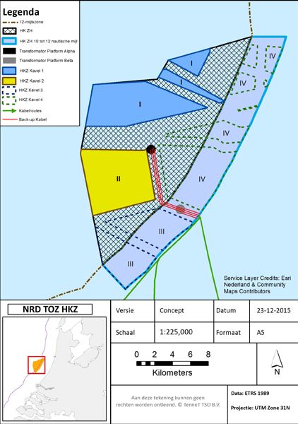 windenergiegebied Hollandse Kust (zuid) is er wel sprake van een verder weggelegen windenergie gebied, maar het verbinden van het platform in dit verder gelegen gebied met een eigen kabel naar de