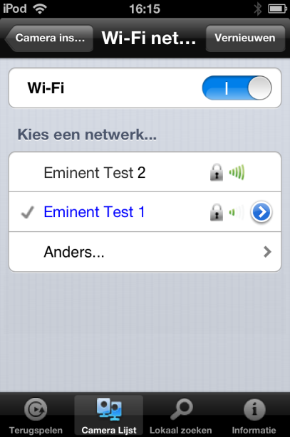 43 NEDERLANDS Zet Wi-Fi op ON om de Wi-Fi functie in te schakelen.