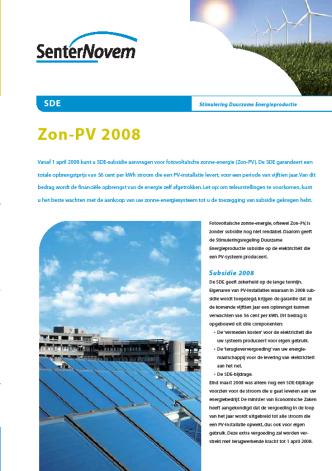 - Exploitatie Stimuleringsregeling Duurzame Energieproductie - subsidie per geproduceerde eenheid hernieuwbare elektriciteit w.o. zon-pv Productiesubsidie 0.