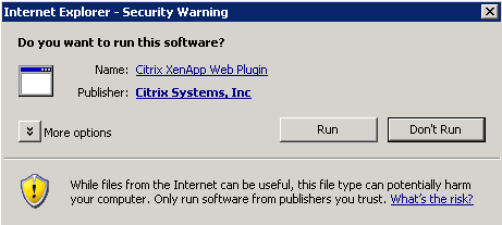 Citrix Client installeren: Indien er in het Berichten Centrum scherm een waarschuwing komt te staan dat er niet de juiste client software gedetecteerd kan worden, zoals in het voorbeeld hieronder,