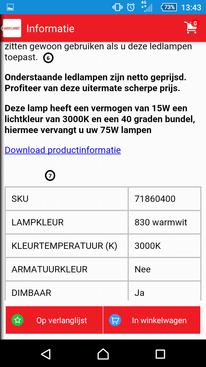 De naam/titel van het product (Figuur 6). 3. Een afbeelding, soms meerdere afbeeldingen en/of een afbeelding van de maatvoering, van het product (Figuur 6). 4.