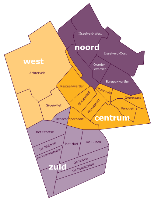 7.2 Resultaten naar wijk De resultaten in deze paragraaf zijn uitgesplitst naar de 4 wijken van IJsselstein: Noord, West, Centrum en Zuid.