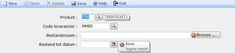 Importeren van de file Ga naar SwingTravel-verkoop ReservationSystem Afrekening Import file Klik hier Je krijgt volgend scherm Code product: Code leverancier: Kies de product code die je