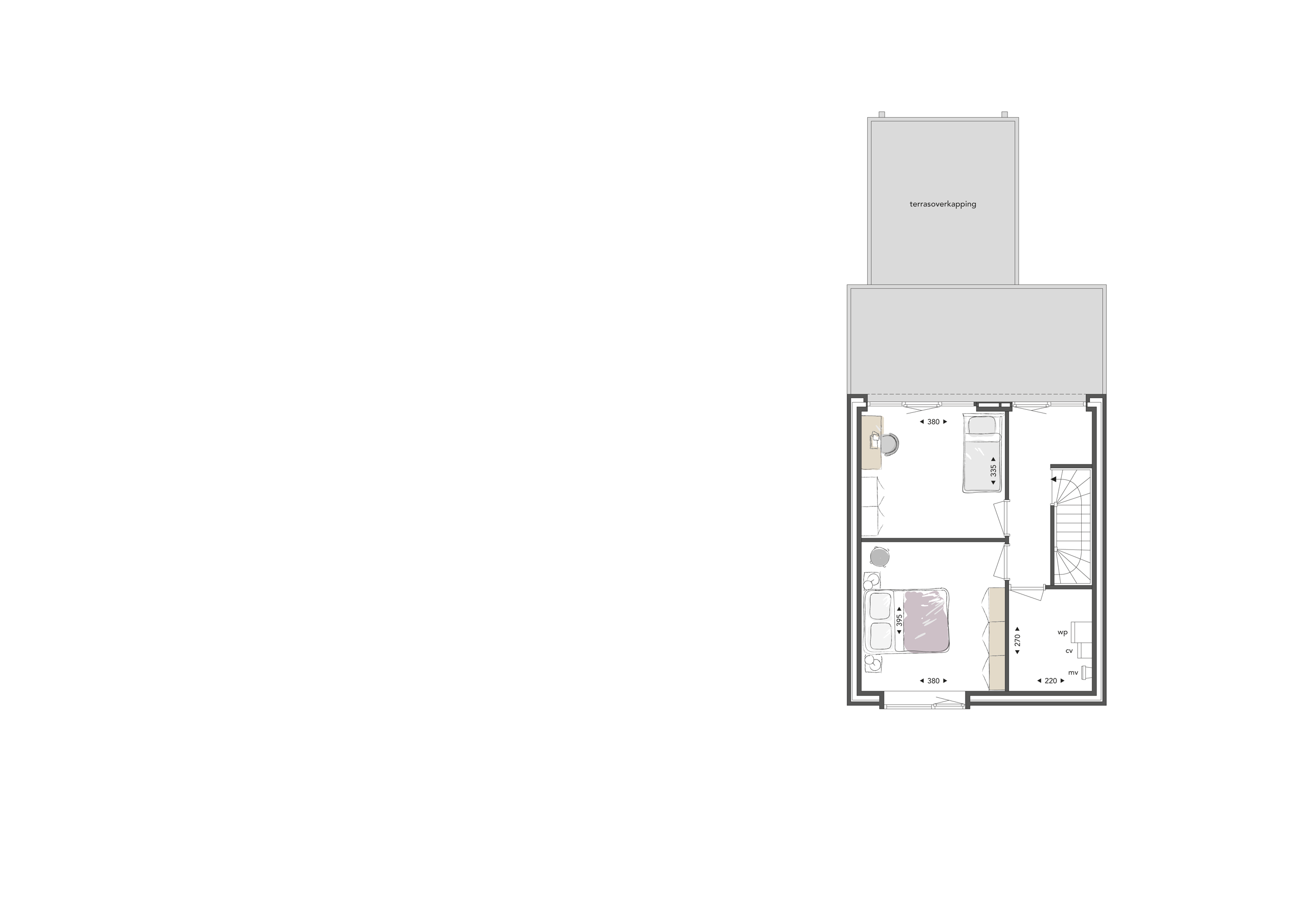 Waterlelie, optieplattegrond tweede verdieping Optie: 5 e slaapkamer Optie: terrasoverkapping (begane