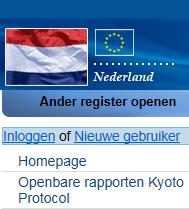 Unique Registry Identifier aanmaken - Ga naar het Nederlandse deel van het EU register: https://ets-registry.webgate.ec.europa.eu/euregistry/nl/index.