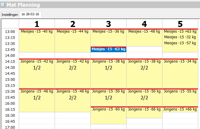 JBN TP Planning Stap 3: Genereer matten planning (en speel er mee!