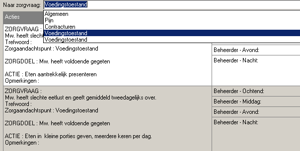 Rapporteren op zorgplannen Klik om te kunnen rapporteren op het zorgplan op de knop Rapportage. Er verschijnt een leeg scherm.