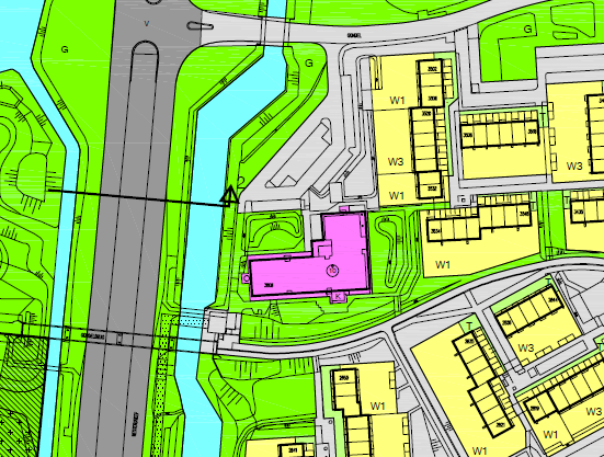 4 VIGERENDE PLANOLOGIE Voor de onderhavige locatie geldt het bestemmingsplan Schepenwijk Midden zoals vastgesteld door de gemeenteraad op 2 maart 2006 in samenhang met de eerste partiële herziening