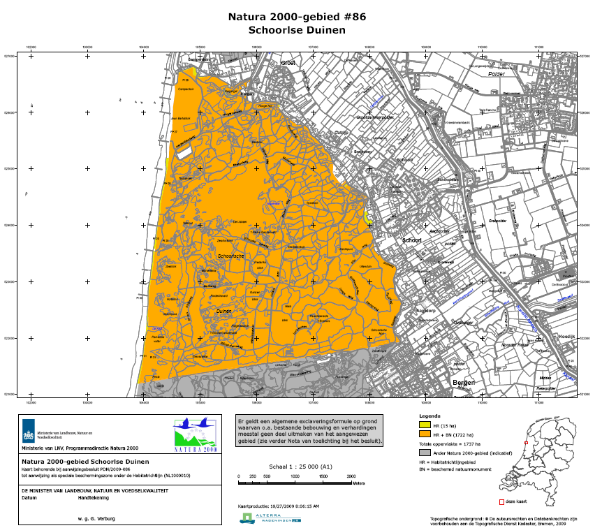 2.5. Doel en probleemstelling N2000 Schoorlse duinen De begrenzing van de aanwijzing Natura 2000-gebied Schoorlse duinen is
