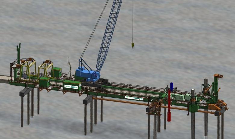 BAM Speciale Technieken Engineering werktuigbouw Kesp voor de oplegging van de stalen aquaductbak in de Oude Rijn voor de A4 MV-stelling