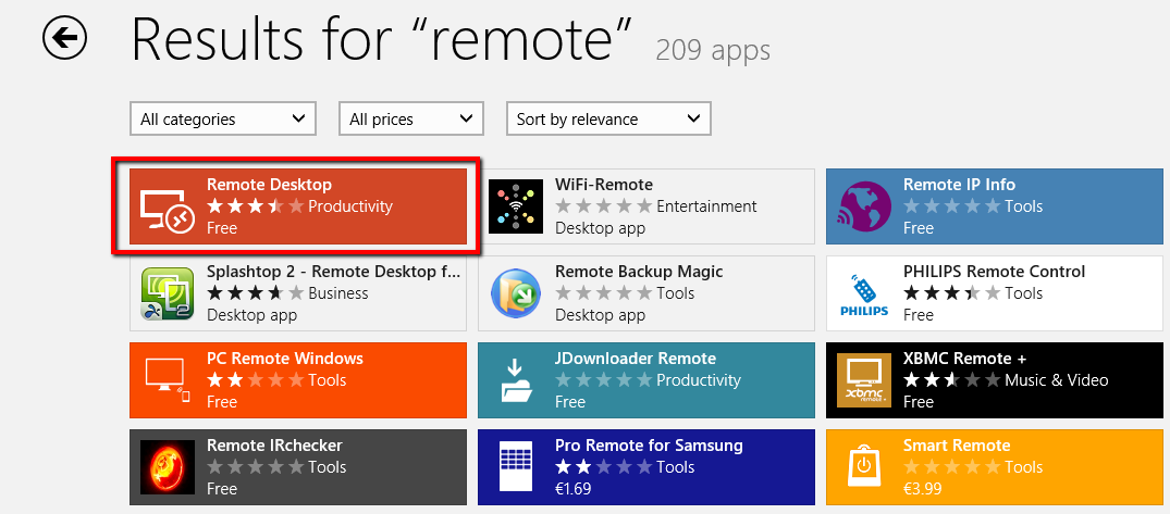 key to find the Remote Desktop app you
