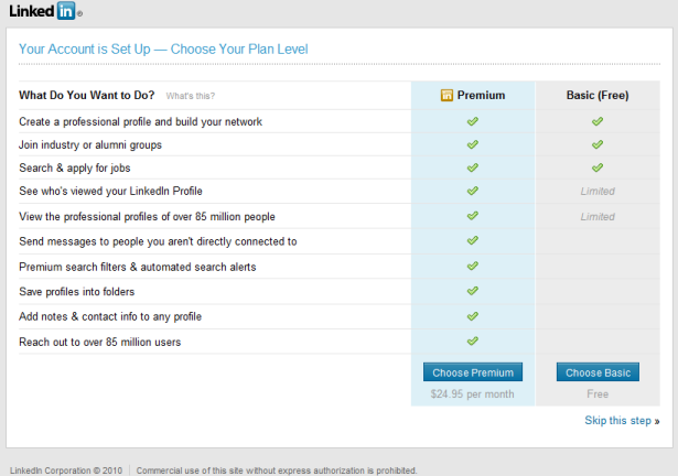 Stap 6: kiezen voor het soort account Klik op choose Basic om het gratis