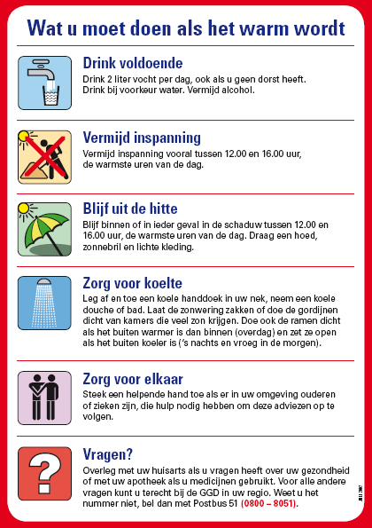 hittesticker die gemaakt is voor organisaties en personen die omgaan met kwetsbare mensen (Figuur 4.1). In 2011 zal het nationaal hitteplan een update ondergaan. Figuur 4.