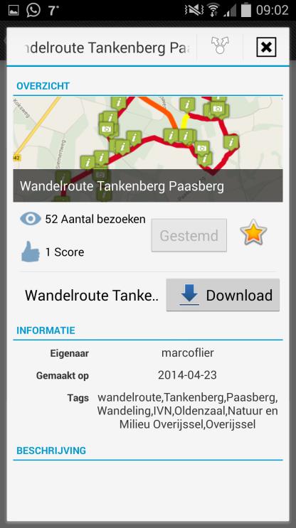 Als voorbeeld vullen we hier het volgende in: Wandelroute Tankenberg Paasberg. U klikt 5. Er verschijnt nu een lijst met zoekresultaten.