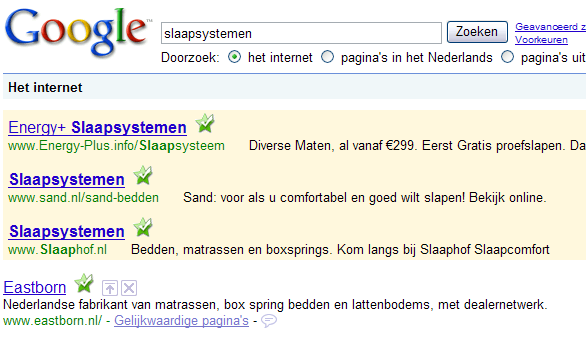 Keyword niet in zoekresultaat te zien, wel meer