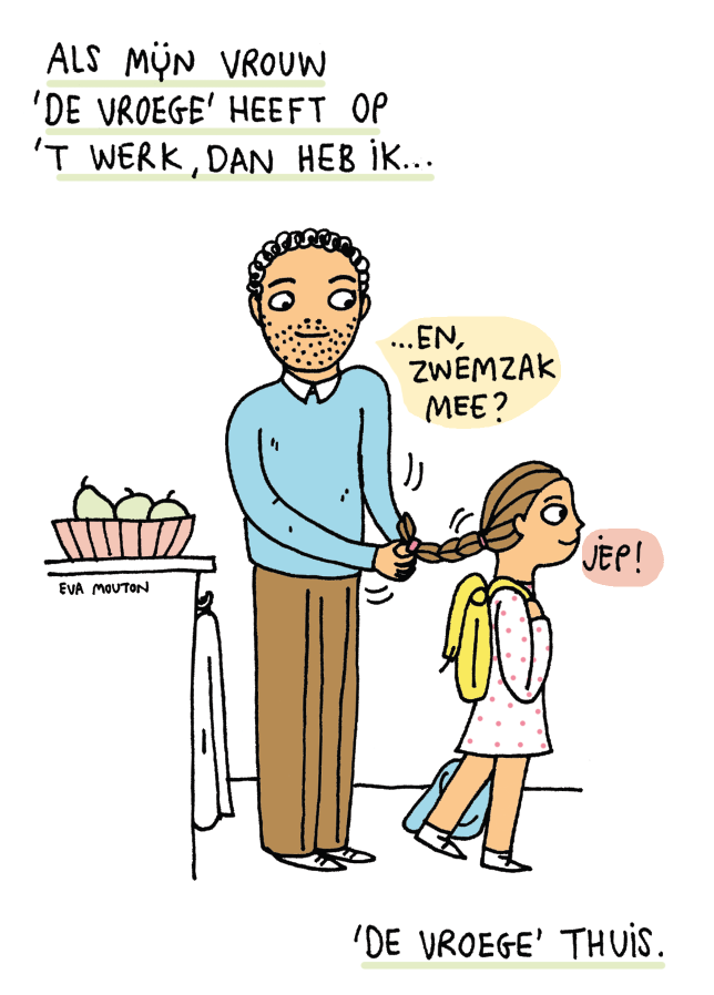 Dag van het Gezin 2016 Stationsactie (13 mei): Ik geraak er niet op tijd Pendelaars kregen cartoons van Eva Mouton die stressvolle