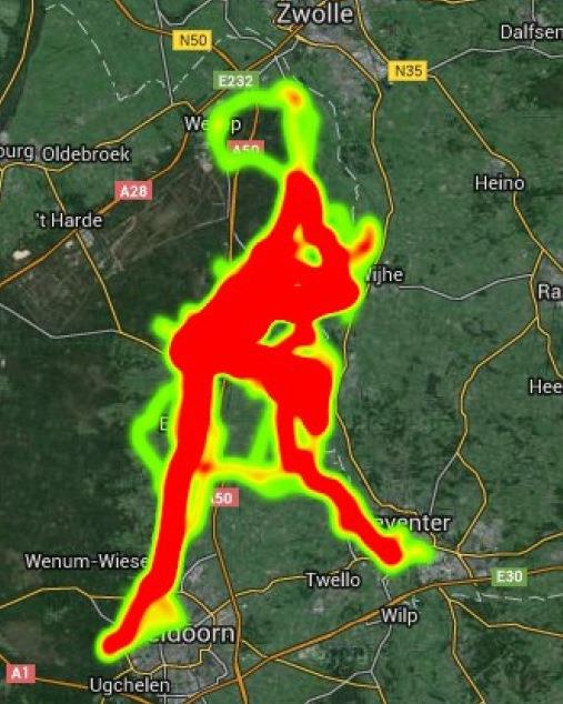 ByCycle Wat is er gefietst Track en trace, Heatmap 4 RSG Noordoost