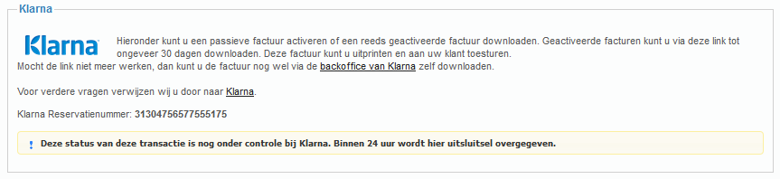 4. Activeren van een factuur Met de logingegevens heeft u toegang tot Klarna Online. Hier vindt u een uitgebreid overzicht van alle facturen die via Klarna lopen.