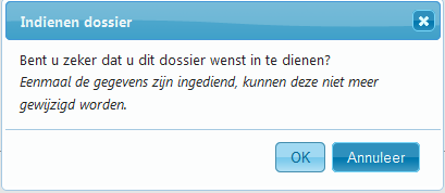 Gegevens verzenden Als u zeker bent dat alle gegevens correct werden ingevuld, klikt u vervolgens op Indienen.