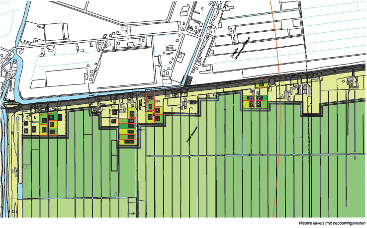 Het verkavelingsplan van de nieuwbouwwoningen is weergegeven in Figuur 17. De locatie van de gemengde bestemming is weergegeven in Figuur 18.