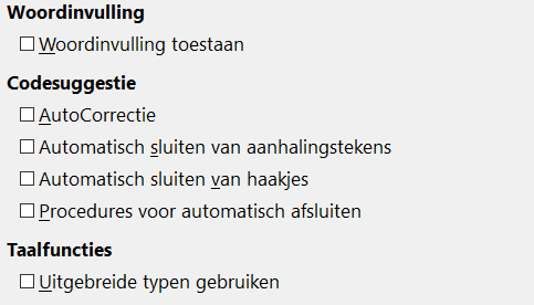 Het opnemen van macro's (beperkt) mogelijk maken Deze opties maakt het mogelijk om macro's op te nemen, met verschillende beperkingen.