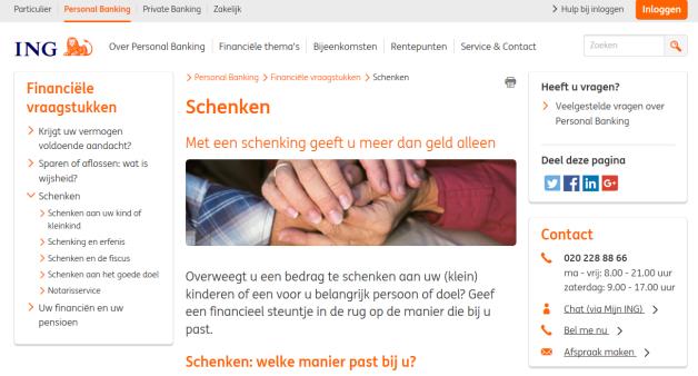 Voor meer informatie ING.nl/schenken ING.