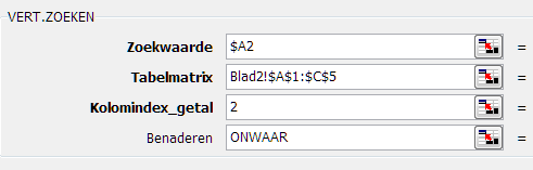 Selecteer alles en zoek de functie op VERT.