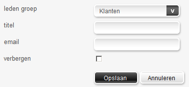 2. De Leden Ga naar de pagina nieuwsbrief / gebruikers Klik op de knop leden en dan op nieuw Nadat er een leden groep is aangemaakt kunnen hier leden aan worden gekoppeld. 1.