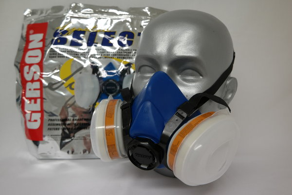 Spuitmaskers ART. NR. : 26125 Gerson 8211E2 wegwerpspuitmasker, maat M. Biedt bescherming tegen organische dampen en oplosmiddelen. Compleet onderhoudsvrij (vaste koolfilters). Klasse FFA2 P2R.