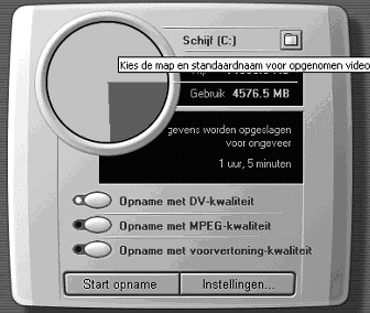 Klik op de 'afspelen' knop van de camera/dv videorecorder om te bepalen welk fragment je precies wilt opnemen. Eventueel kun je deze stap overslaan als je de hele film wilt opnemen.