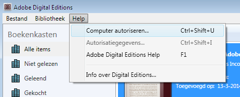 30. Klik op Afsluiten als u het onderstaande venster ziet. 3. Adobe digital editions wordt gestart. Er staat één boek in: Aan de slag met Adobe Digital Editions. 32.