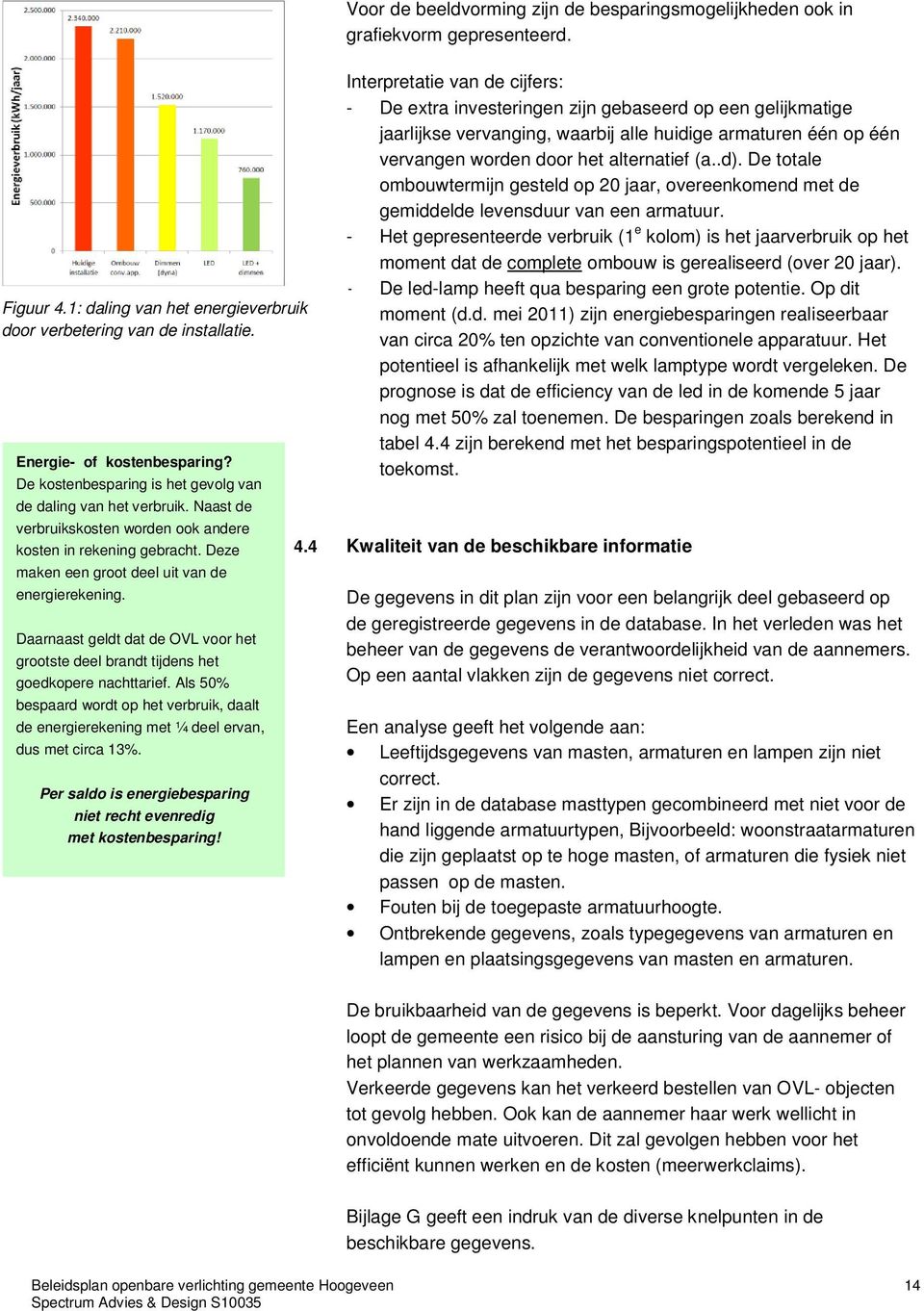 Daarnaast geldt dat de OVL voor het grootste deel brandt tijdens het goedkopere nachttarief. Als 50% bespaard wordt op het verbruik, daalt de energierekening met ¼ deel ervan, dus met circa 13%.