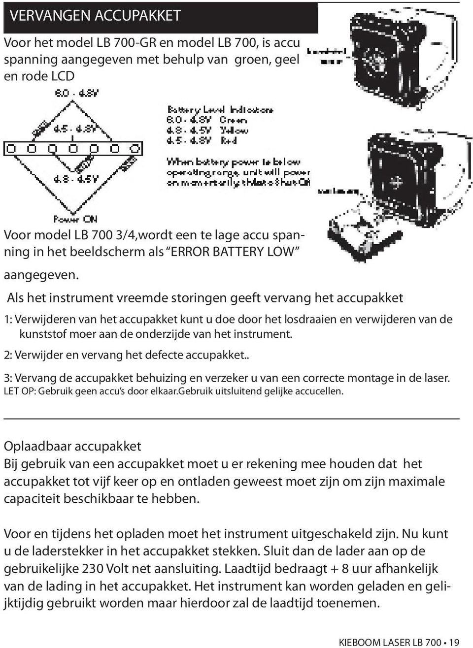 Als het instrument vreemde storingen geeft vervang het accupakket 1: Verwijderen van het accupakket kunt u doe door het losdraaien en verwijderen van de kunststof moer aan de onderzijde van het