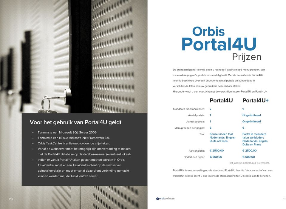 verschillen tussen en + Voor het gebruik van geldt Tenminste een Microsoft SQL Server 2005 + Standaard functionaliteiten: v v Aantal portals: 1 Ongelimiteerd Aantal pagina s: 1 Ongelimiteerd