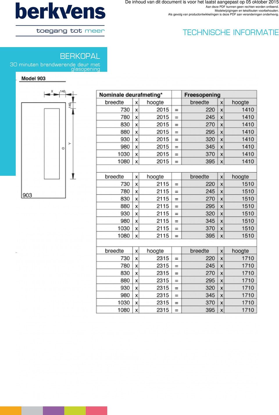 Deurbreedte mm (standaard deurmaten 50 mm oplopend) maximaal 1250 mm.  Optioneel; tot 1600 mm. - PDF Free Download