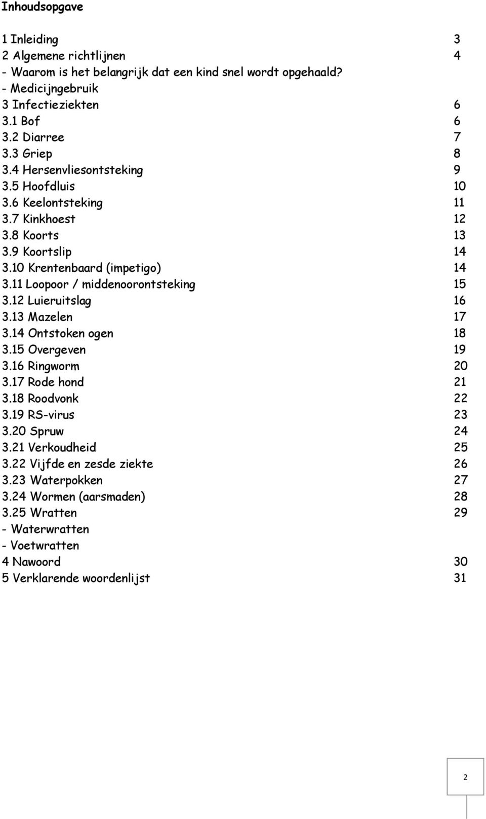 12 Luieruitslag 16 3.13 Mazelen 17 3.14 Ontstoken ogen 18 3.15 Overgeven 19 3.16 Ringworm 20 3.17 Rode hond 21 3.18 Roodvonk 22 3.19 RS-virus 23 3.20 Spruw 24 3.21 Verkoudheid 25 3.