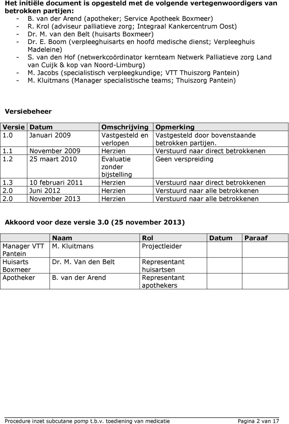 van den Hof (netwerkcoördinator kernteam Netwerk Palliatieve zorg Land van Cuijk & kop van Noord-Limburg) - M. Jacobs (specialistisch verpleegkundige; VTT Thuiszorg Pantein) - M.