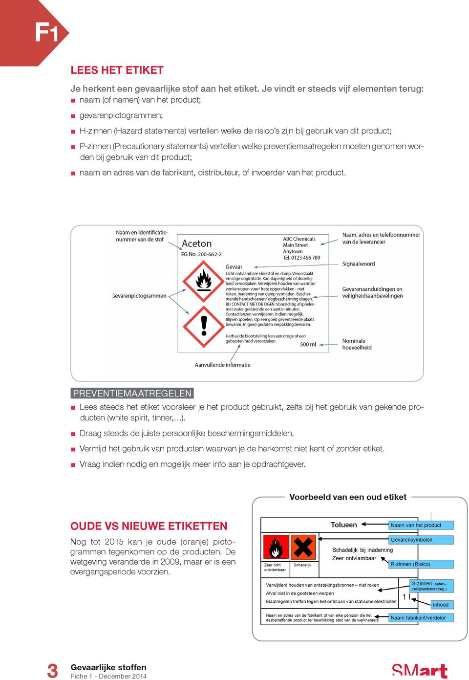 (Precautionary statements) vertellen welke preventiemaatregelen moeten genomen worden bij gebruik van dit product; naam en adres van de fabrikant, distributeur, of invoerder van het product.