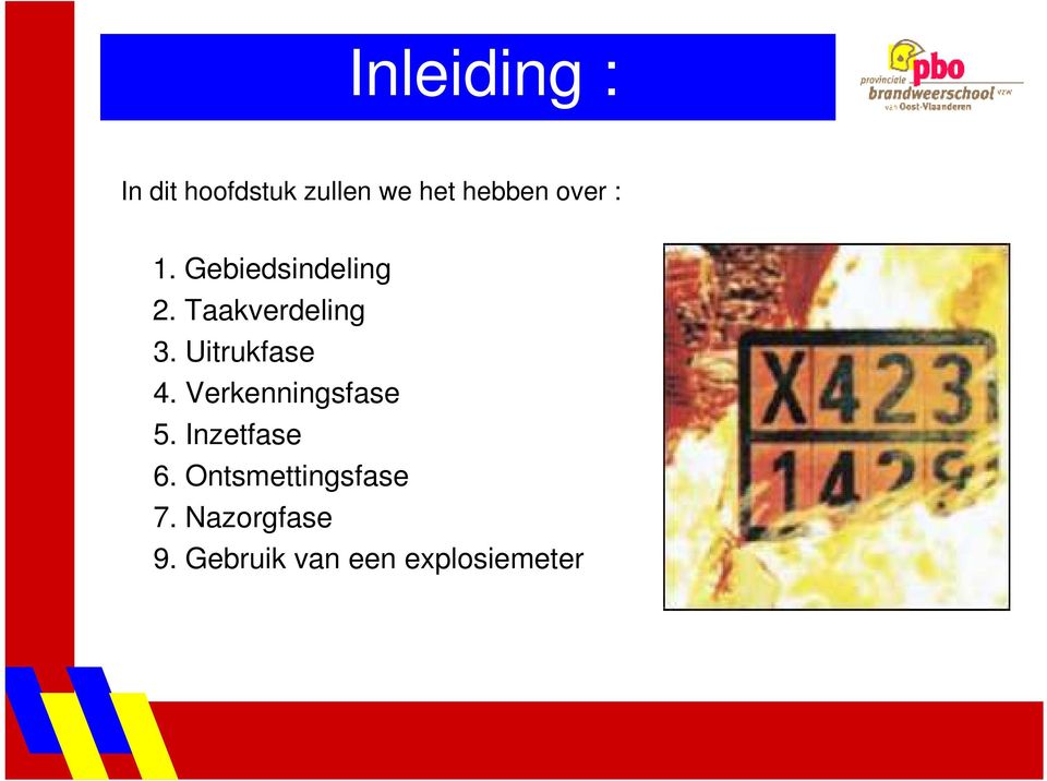 Uitrukfase 4. Verkenningsfase 5. Inzetfase 6.