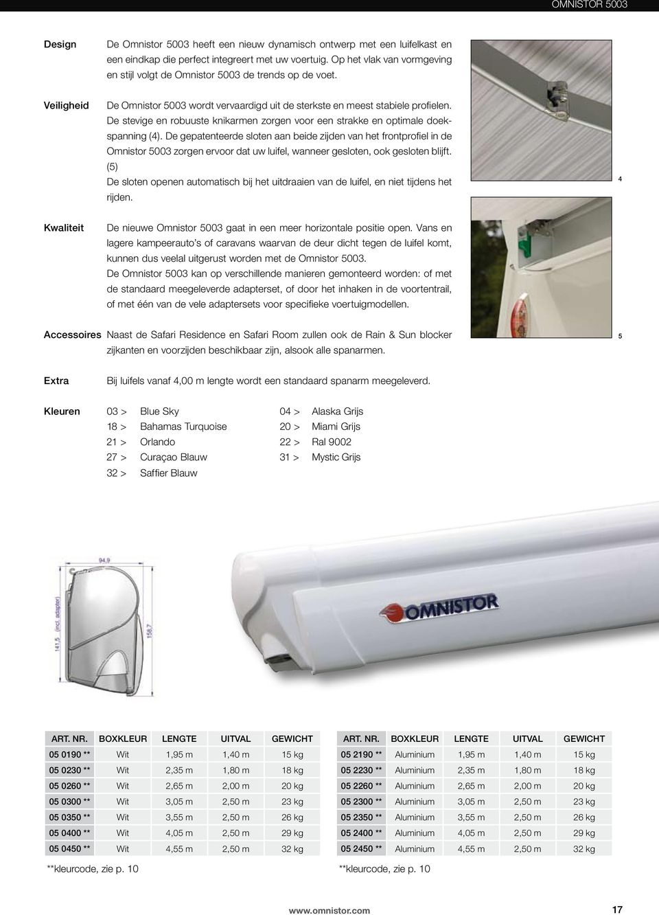 De stevige en robuuste knikarmen zorgen voor een strakke en optimale doekspanning (4).