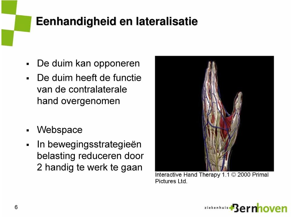 contralaterale hand overgenomen Webspace In