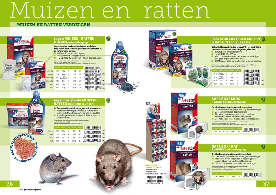 rodenticiden veilig. Lees vóór gebruik eerst het etiket en de productinformatie. RODI-KILL speciale menging. Toel. Nr. BE20-0004.