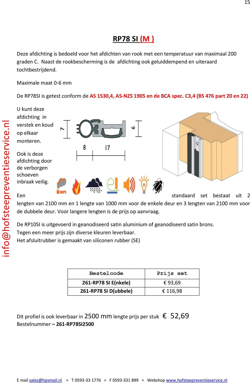 C3,4 (BS 476 part 20 en 22) U kunt deze afdichting in verstek en koud op elkaar monteren. Ook is deze afdichting door de verborgen schoeven inbraak veilig.